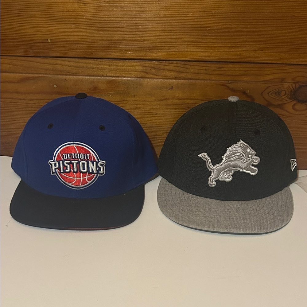 Detroit Pistons and Lions Caps